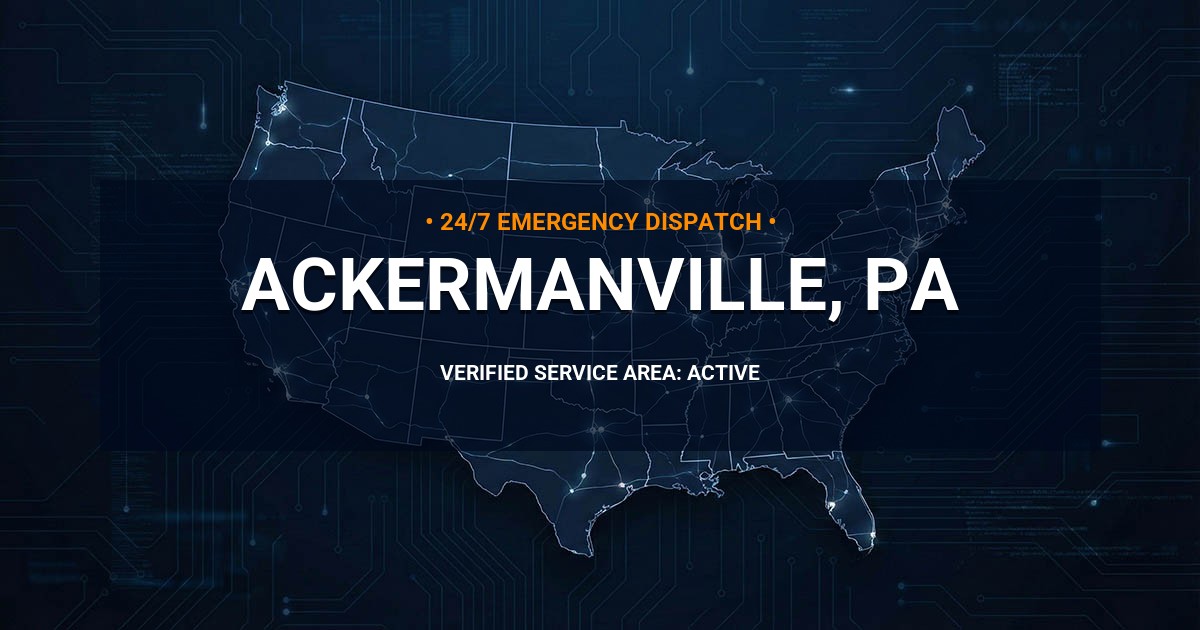 Emergency Plumbing Dispatch Map for Plumbing Services: Ackermanville, PA