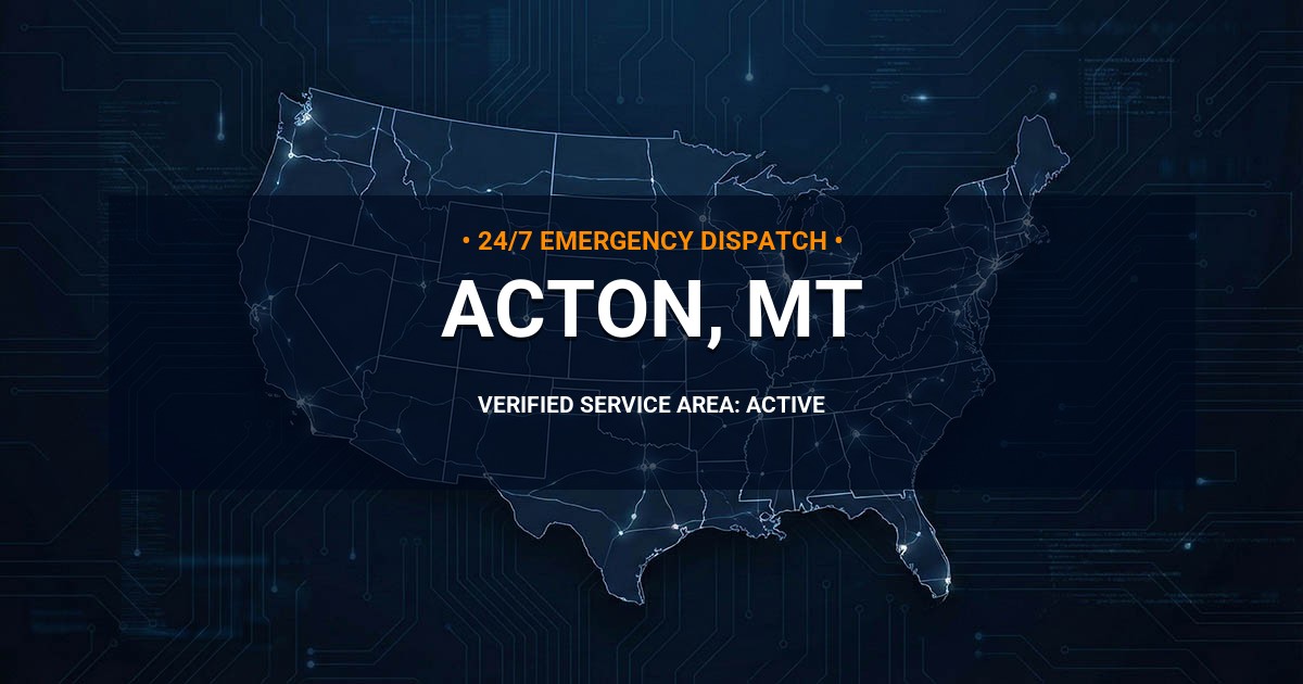 Emergency Plumbing Dispatch Map for Plumbing Services: Acton, MT