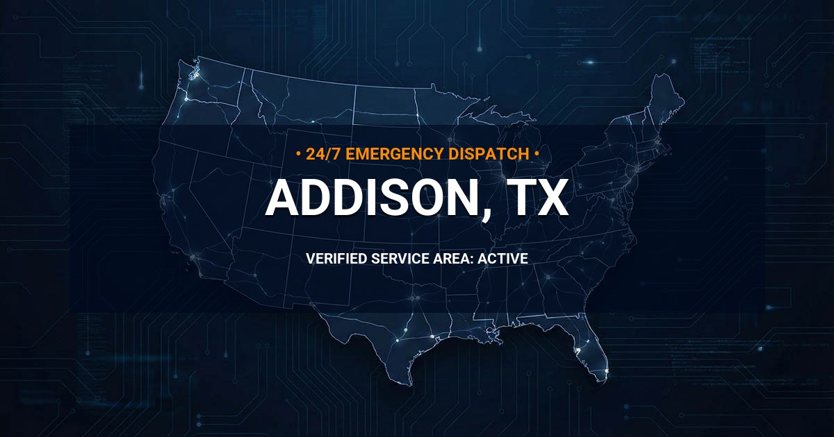 Emergency Plumbing Dispatch Map for Plumbing Services: Addison, TX