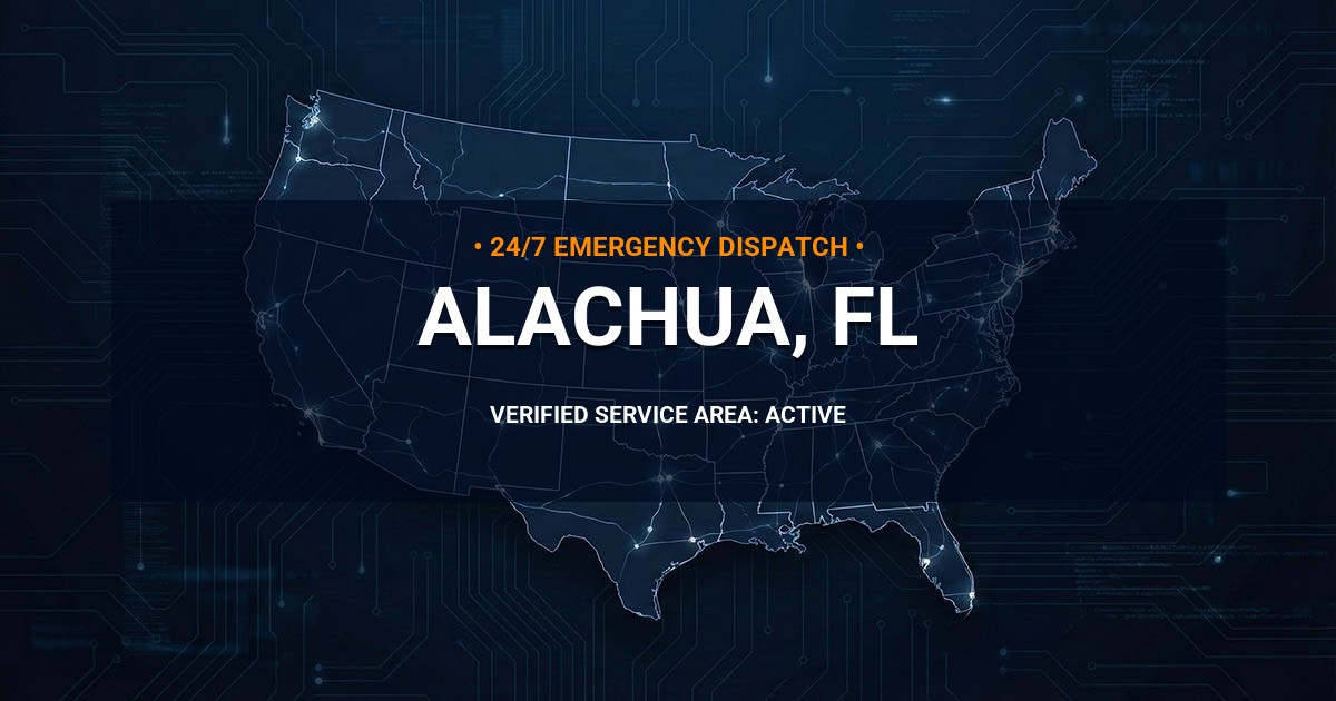 Emergency Plumbing Dispatch Map for Plumbing Services: Alachua, FL