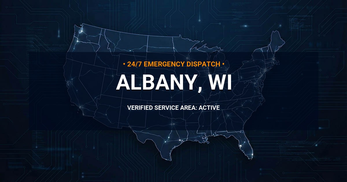 Emergency Plumbing Dispatch Map for Plumbing Services: Albany, WI
