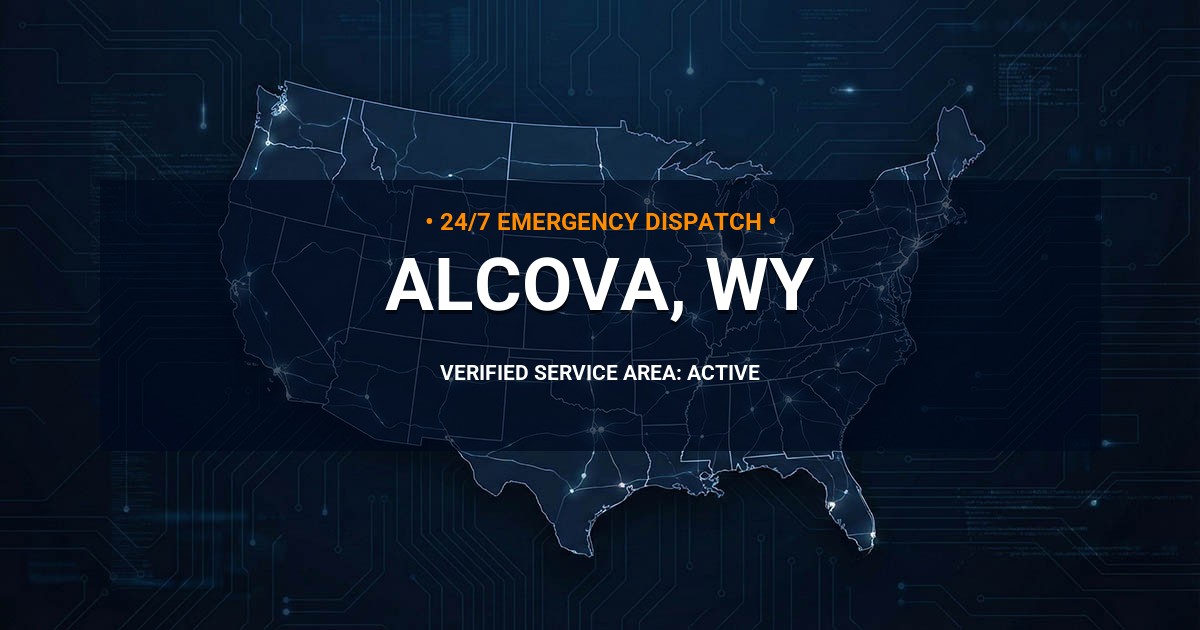 Emergency Plumbing Dispatch Map for Plumbing Services: Alcova, WY