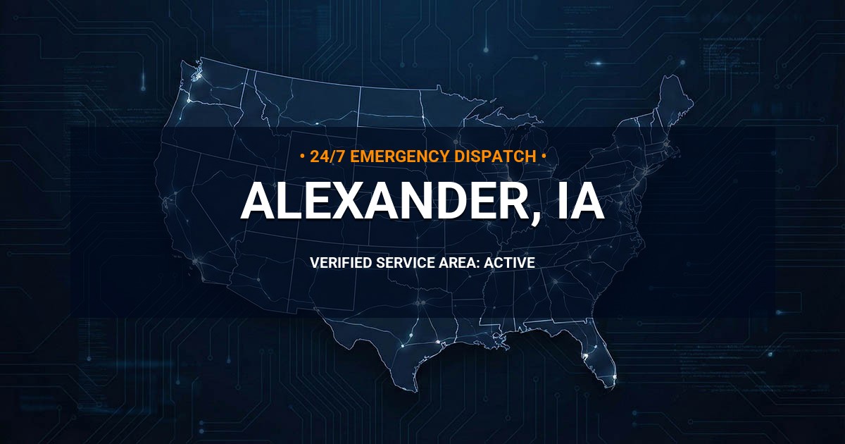 Emergency Plumbing Dispatch Map for Plumbing Services: Alexander, IA