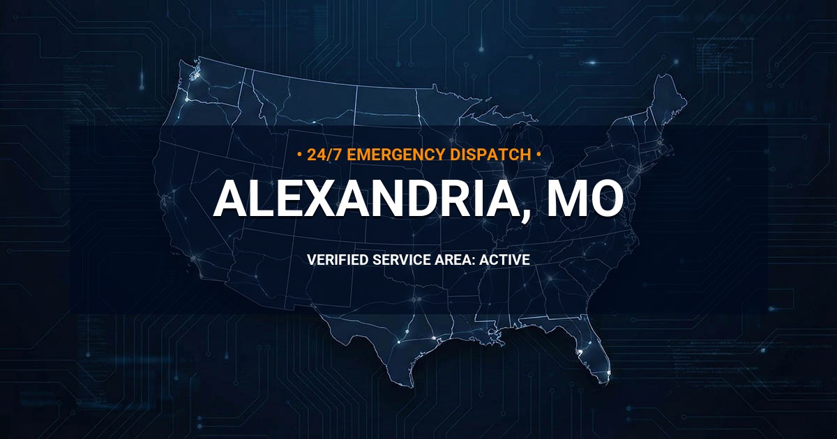 Emergency Plumbing Dispatch Map for Plumbing Services: Alexandria, MO
