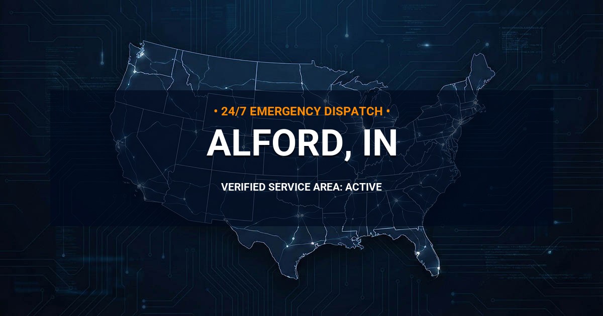 Emergency Plumbing Dispatch Map for Plumbing Services: Alford, IN
