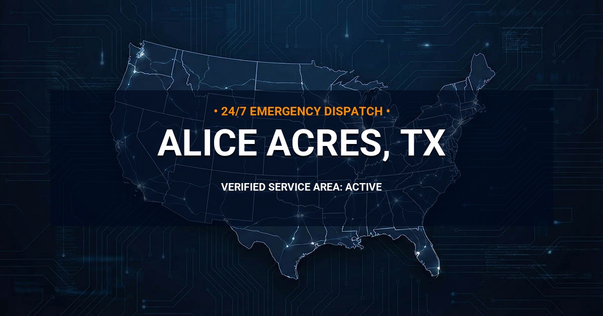 Emergency Plumbing Dispatch Map for Plumbing Services: Alice Acres, TX