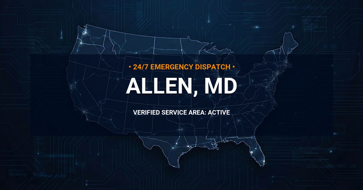 Emergency Plumbing Dispatch Map for Plumbing Services: Allen, MD
