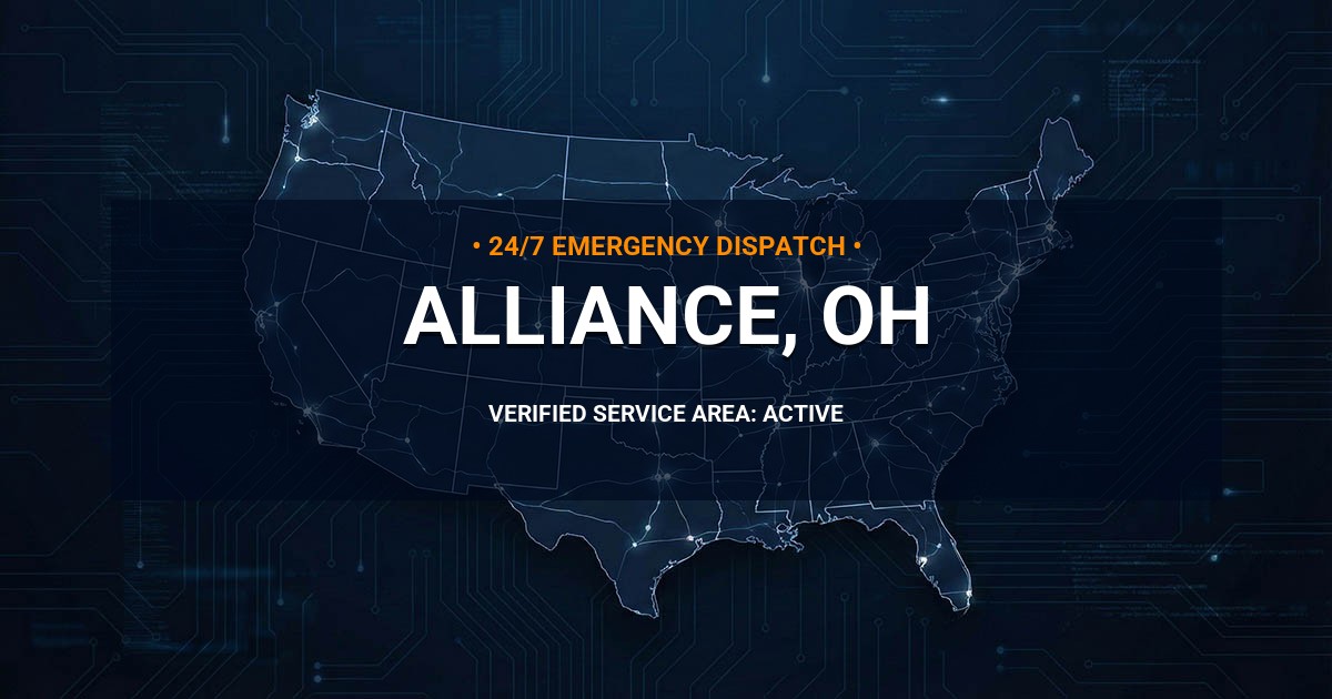 Emergency Plumbing Dispatch Map for Plumbing Services: Alliance, OH