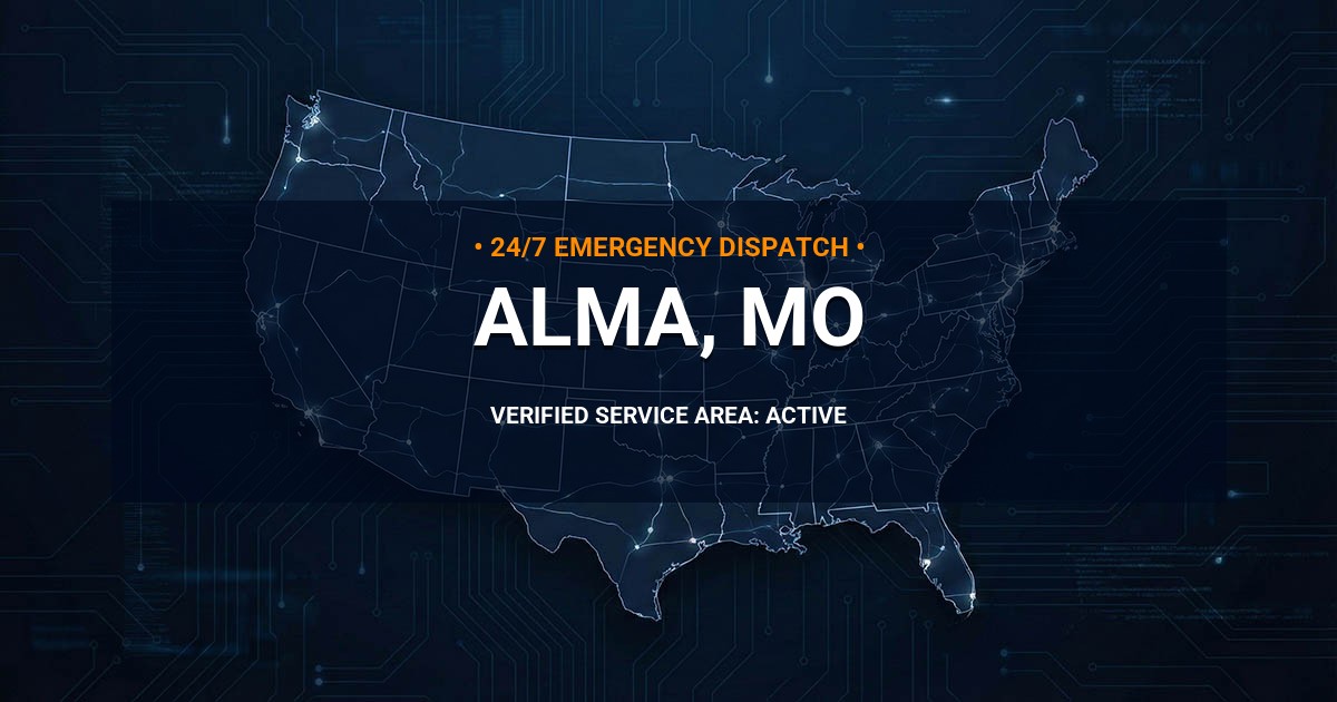 Emergency Plumbing Dispatch Map for Plumbing Services: Alma, MO
