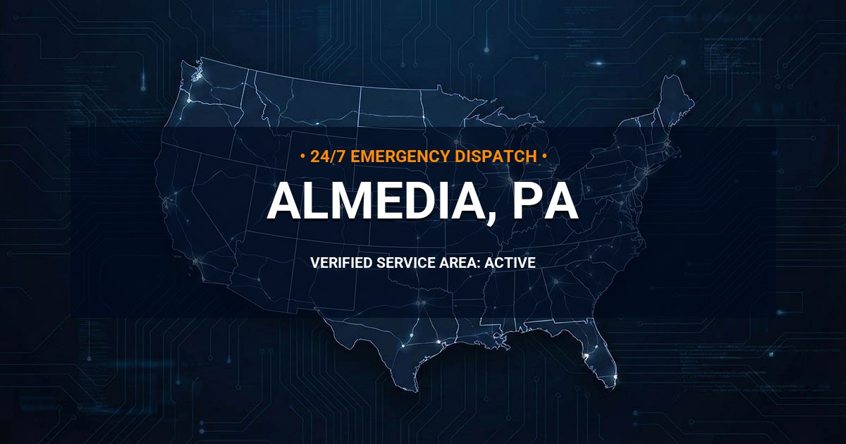 Emergency Plumbing Dispatch Map for Plumbing Services: Almedia, PA