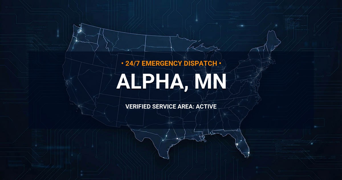 Emergency Plumbing Dispatch Map for Plumbing Services: Alpha, MN
