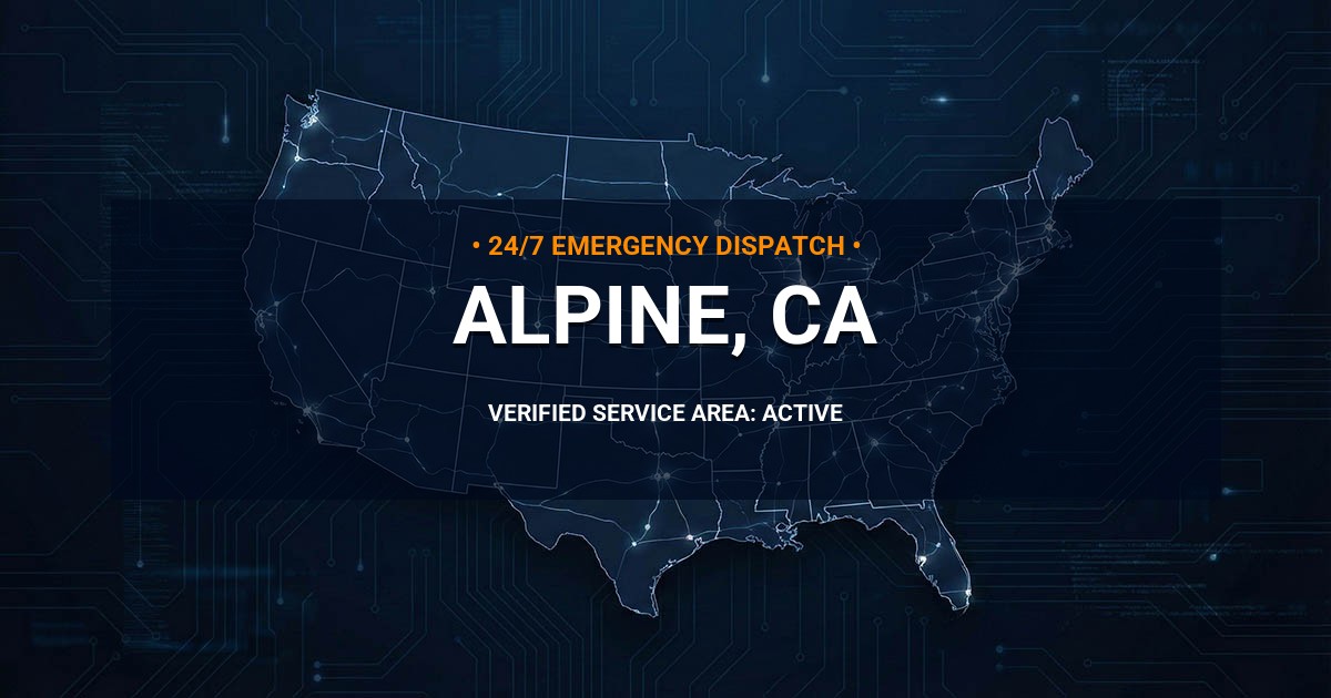 Emergency Plumbing Dispatch Map for Plumbing Services: Alpine, CA