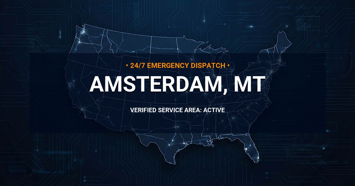 Emergency Plumbing Dispatch Map for Plumbing Services: Amsterdam, MT