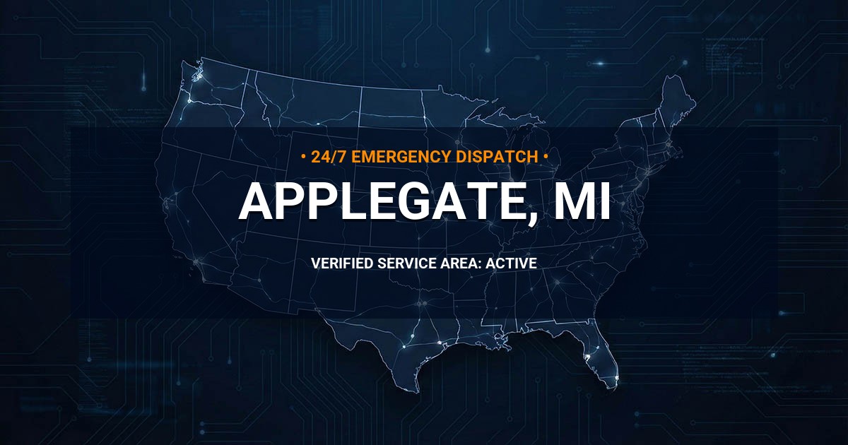 Emergency Plumbing Dispatch Map for Plumbing Services: Applegate, MI