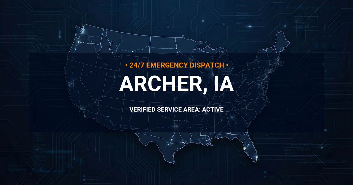 Emergency Plumbing Dispatch Map for Plumbing Services: Archer, IA