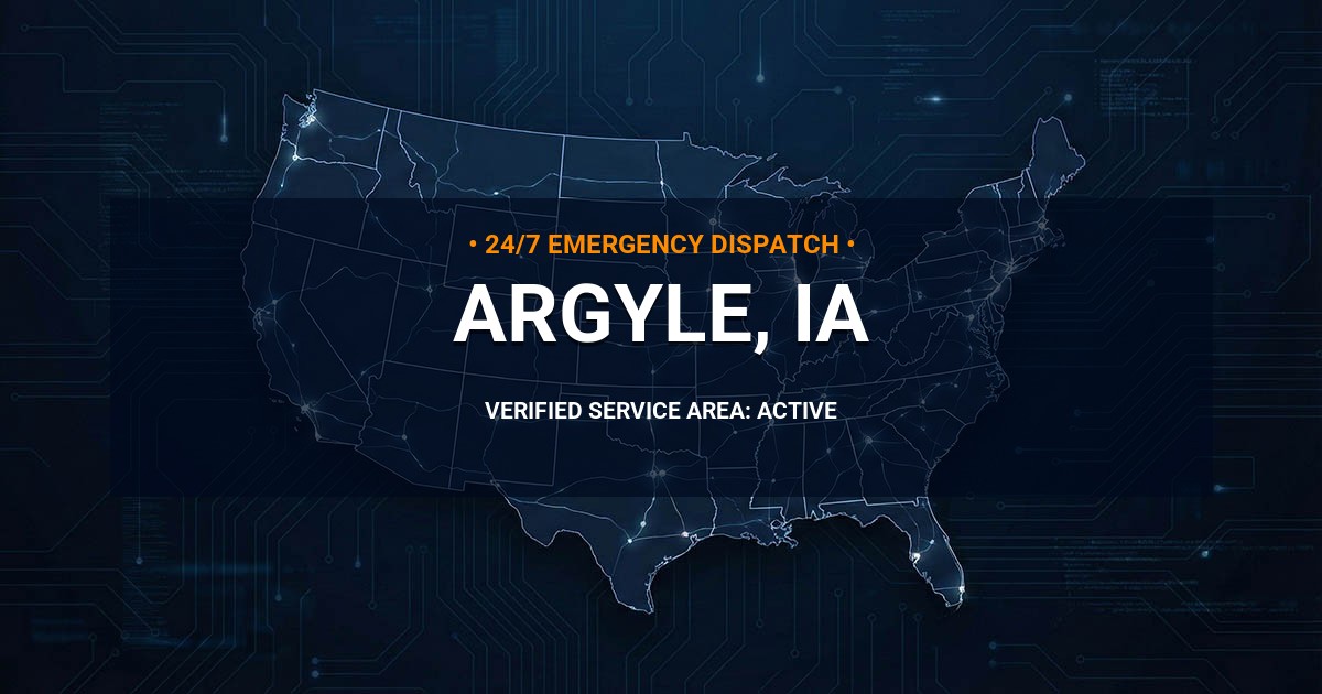 Emergency Plumbing Dispatch Map for Plumbing Services: Argyle, IA