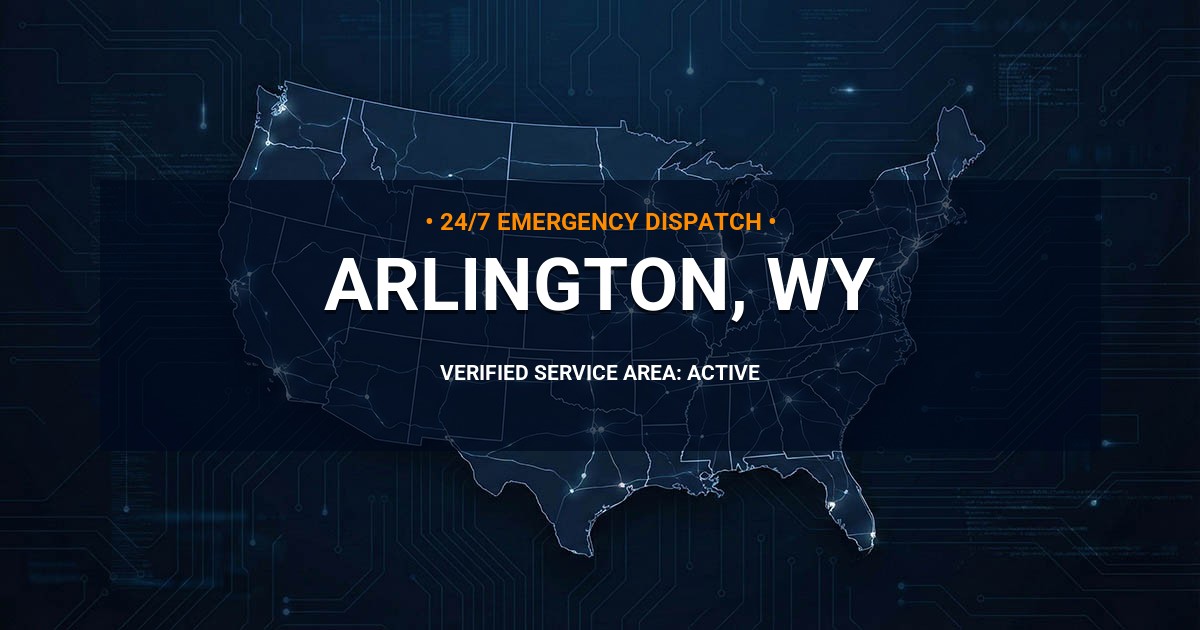 Emergency Plumbing Dispatch Map for Plumbing Services: Arlington, WY