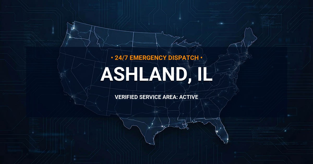 Emergency Plumbing Dispatch Map for Plumbing Services: Ashland, IL