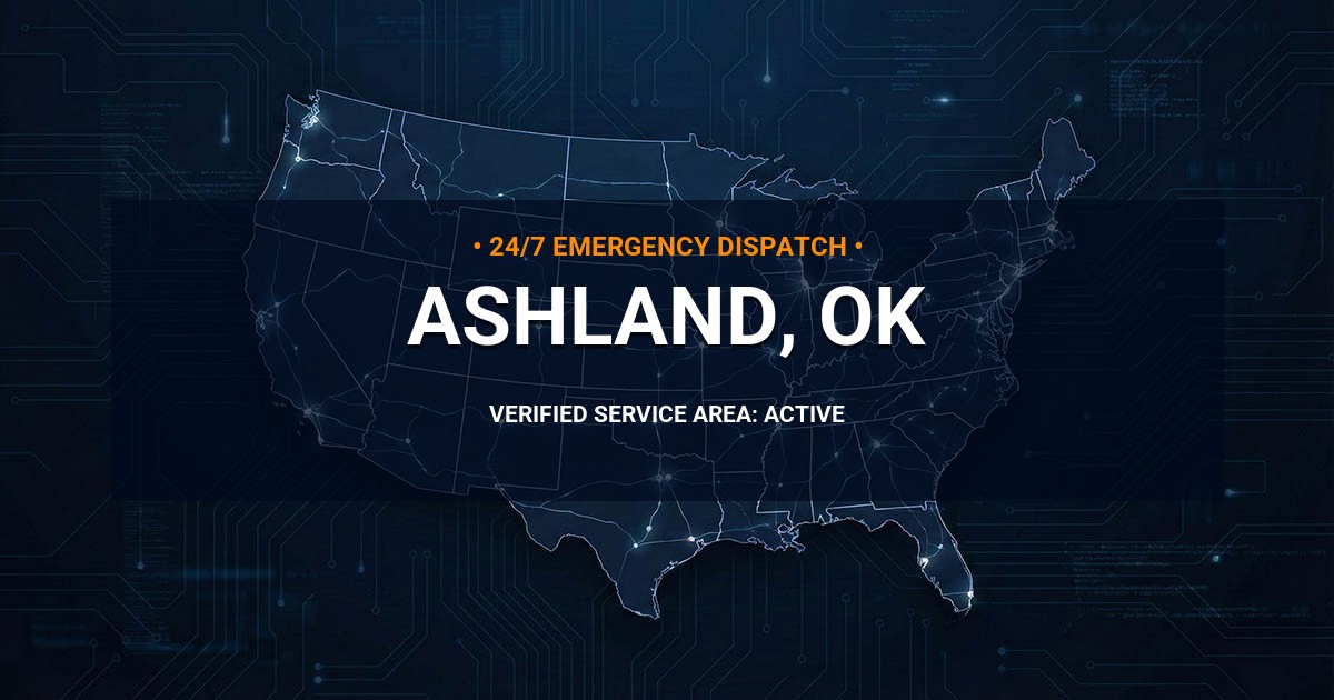 Emergency Plumbing Dispatch Map for Plumbing Services: Ashland, OK