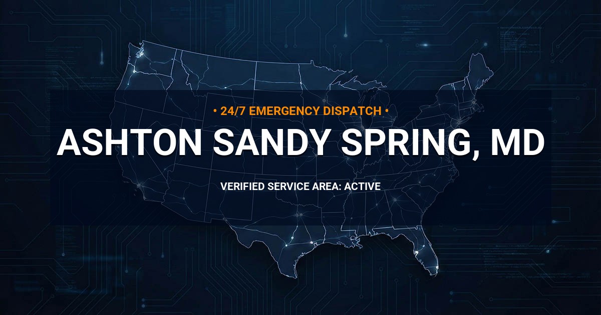 Emergency Plumbing Dispatch Map for Plumbing Services: Ashton-Sandy Spring, MD