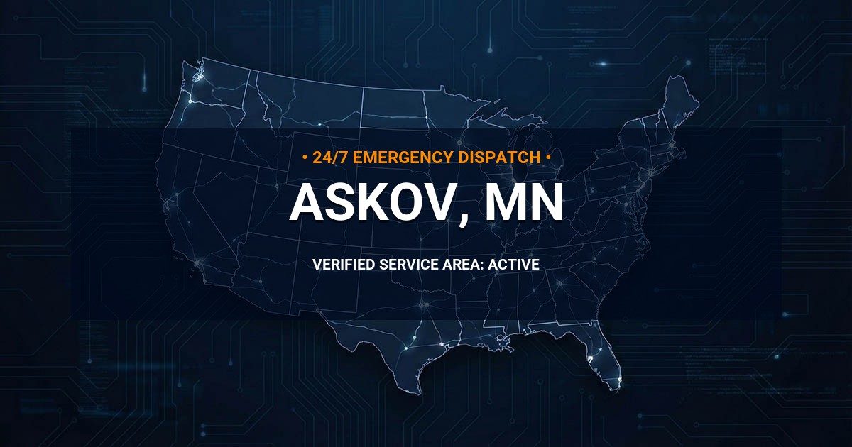 Emergency Plumbing Dispatch Map for Plumbing Services: Askov, MN