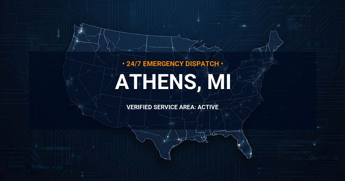Emergency Plumbing Dispatch Map for Plumbing Services: Athens, MI