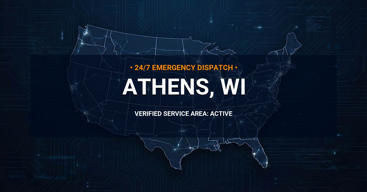 Emergency Plumbing Dispatch Map for Plumbing Services: Athens, WI