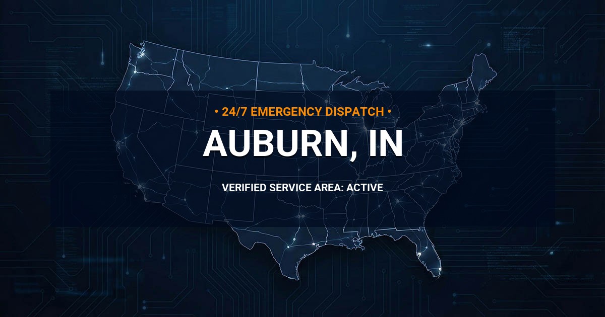 Emergency Plumbing Dispatch Map for Plumbing Services: Auburn, IN