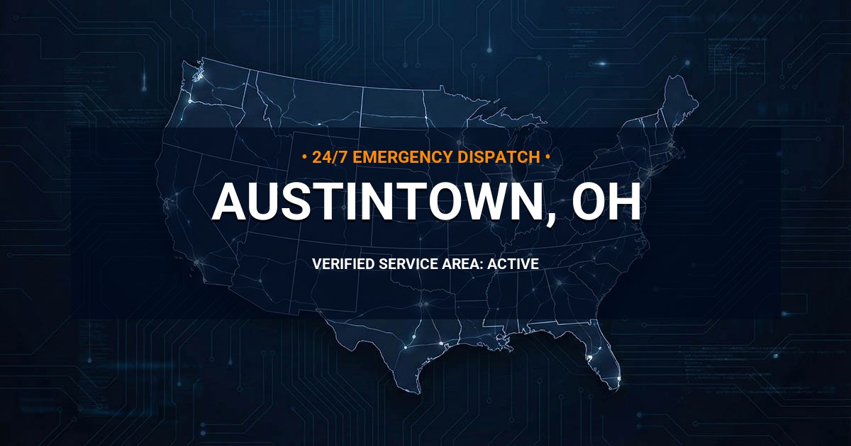 Emergency Plumbing Dispatch Map for Plumbing Services: Austintown, OH
