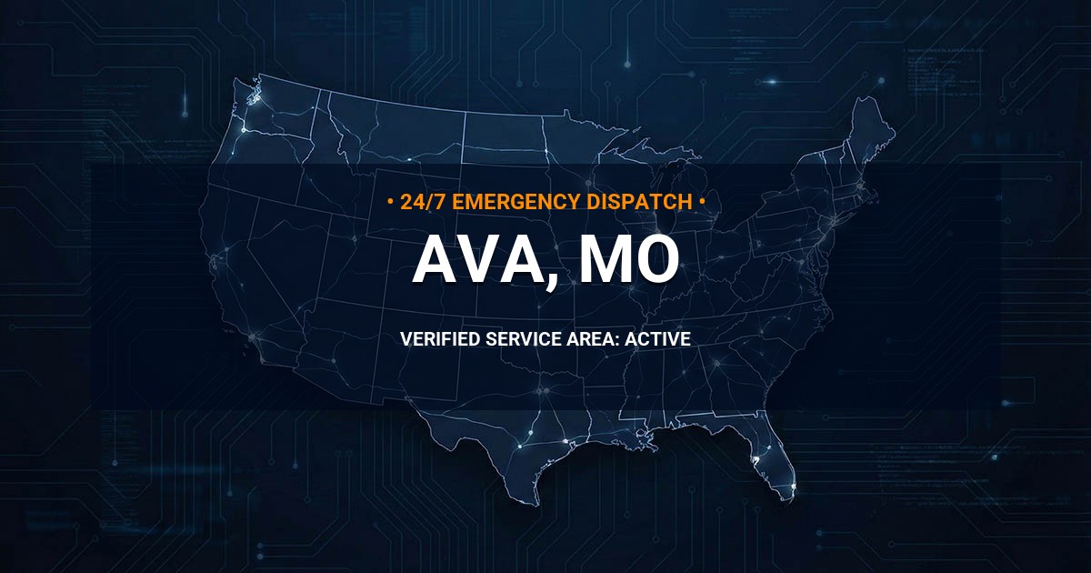 Emergency Plumbing Dispatch Map for Plumbing Services: Ava, MO