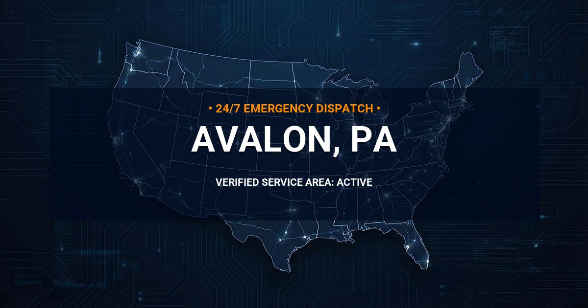 Emergency Plumbing Dispatch Map for Plumbing Services: Avalon, PA
