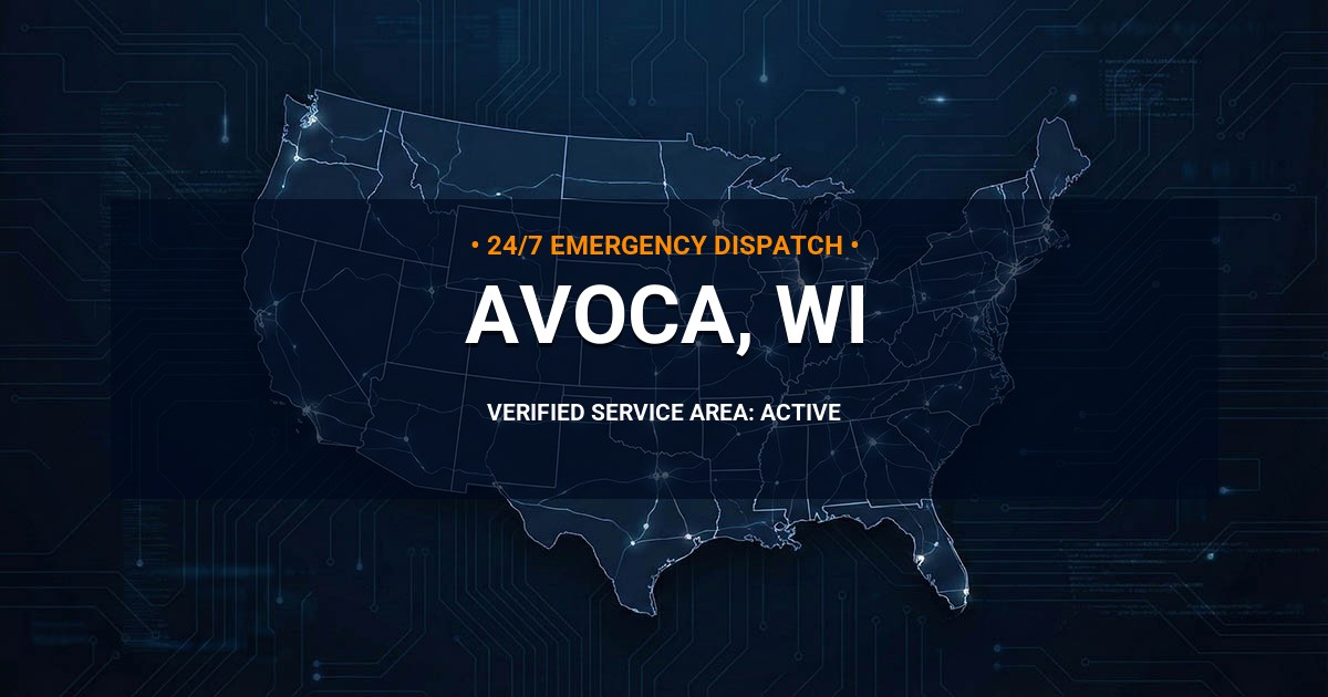 Emergency Plumbing Dispatch Map for Plumbing Services: Avoca, WI