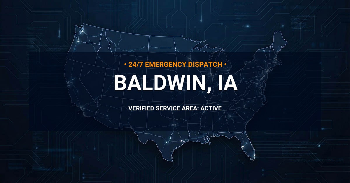 Emergency Plumbing Dispatch Map for Plumbing Services: Baldwin, IA