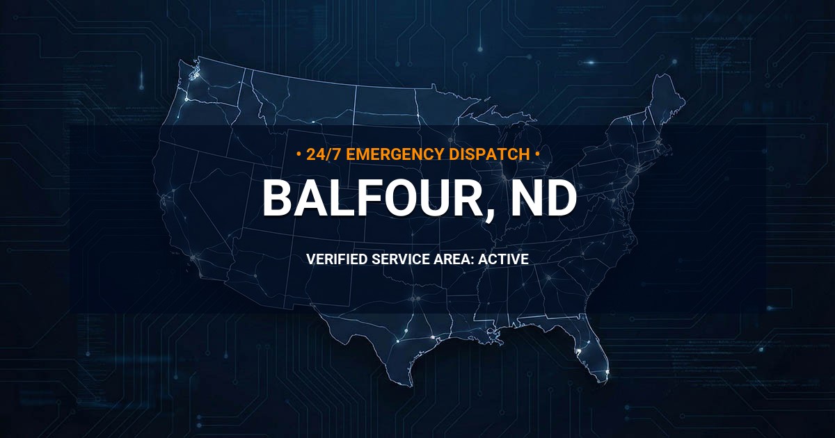 Emergency Plumbing Dispatch Map for Plumbing Services: Balfour, ND