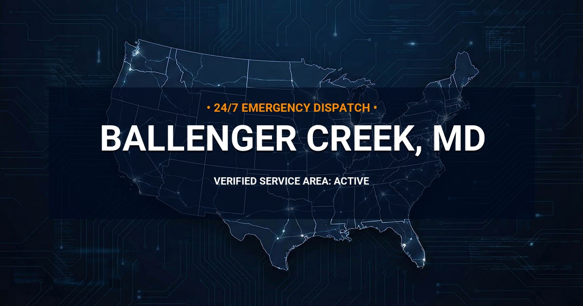 Emergency Plumbing Dispatch Map for Plumbing Services: Ballenger Creek, MD