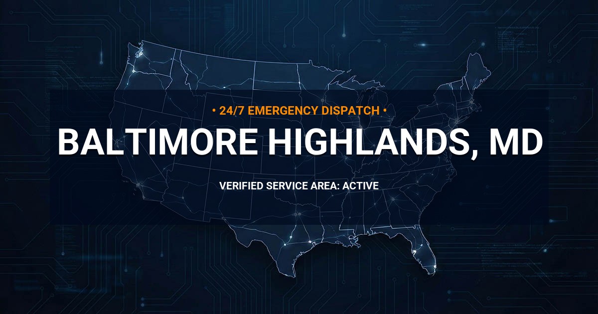 Emergency Plumbing Dispatch Map for Plumbing Services: Baltimore Highlands, MD