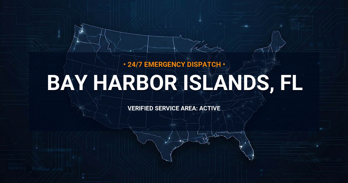 Emergency Plumbing Dispatch Map for Plumbing Services: Bay Harbor Islands, FL