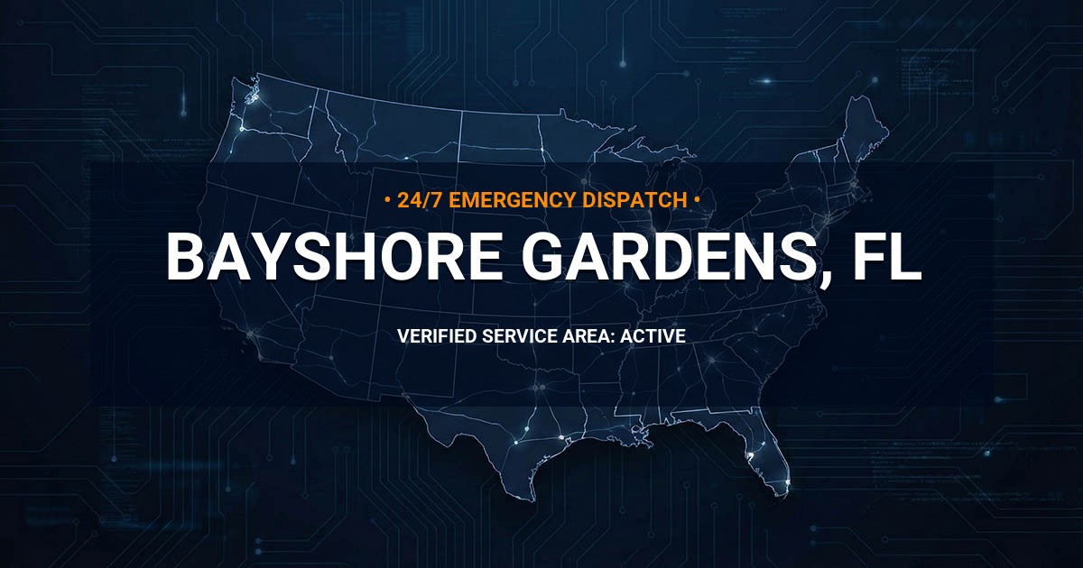 Emergency Plumbing Dispatch Map for Plumbing Services: Bayshore Gardens, FL
