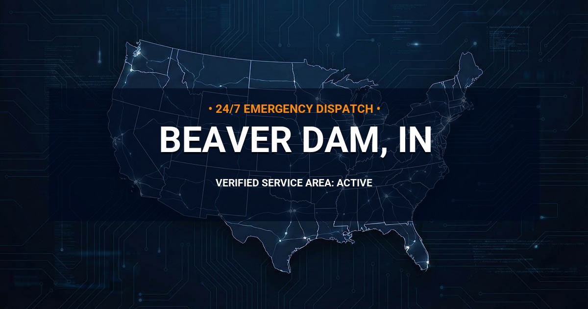 Emergency Plumbing Dispatch Map for Plumbing Services: Beaver Dam, IN