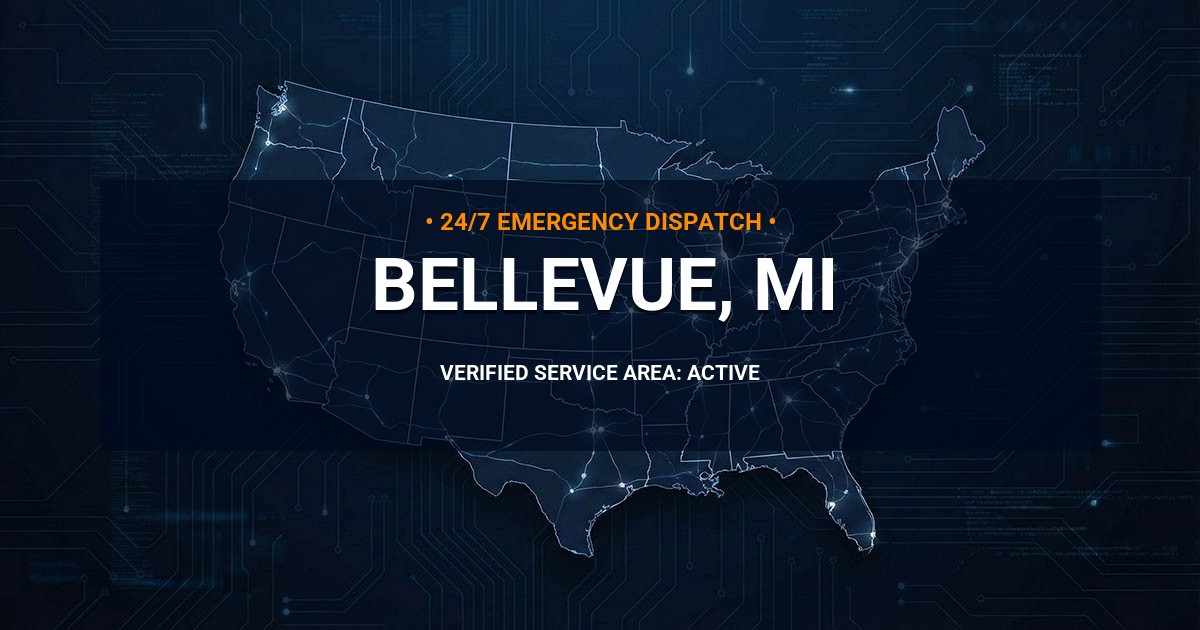 Emergency Plumbing Dispatch Map for Plumbing Services: Bellevue, MI