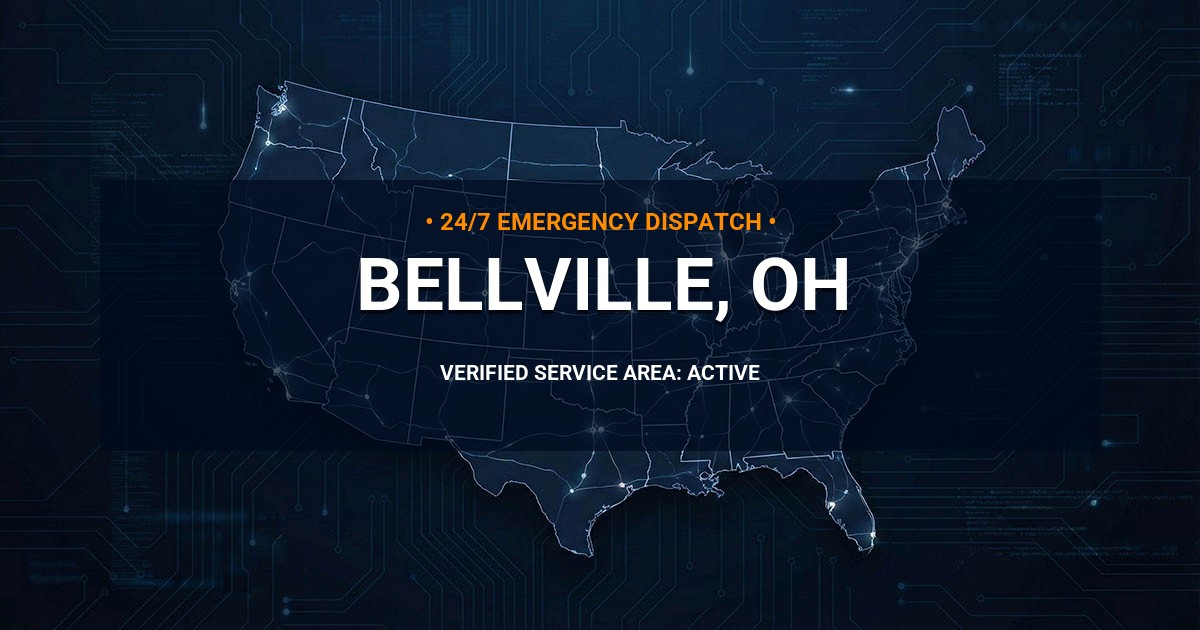 Emergency Plumbing Dispatch Map for Plumbing Services: Bellville, OH
