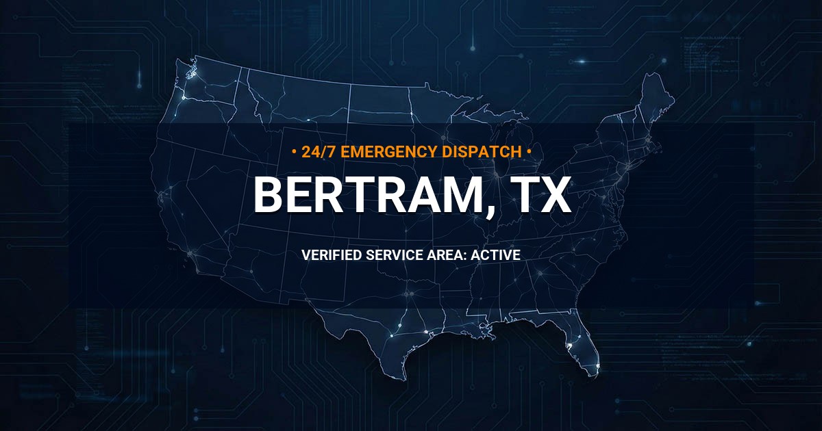 Emergency Plumbing Dispatch Map for Plumbing Services: Bertram, TX