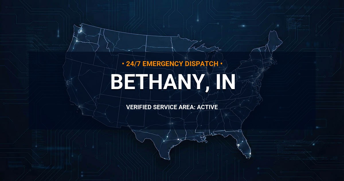 Emergency Plumbing Dispatch Map for Plumbing Services: Bethany, IN