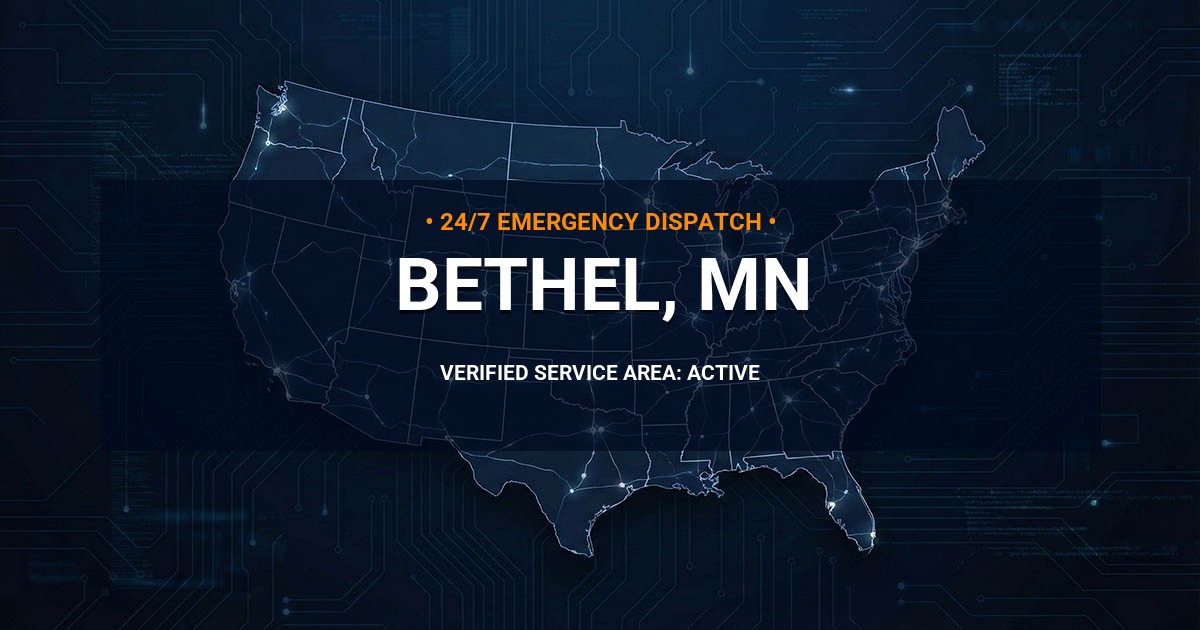 Emergency Plumbing Dispatch Map for Plumbing Services: Bethel, MN