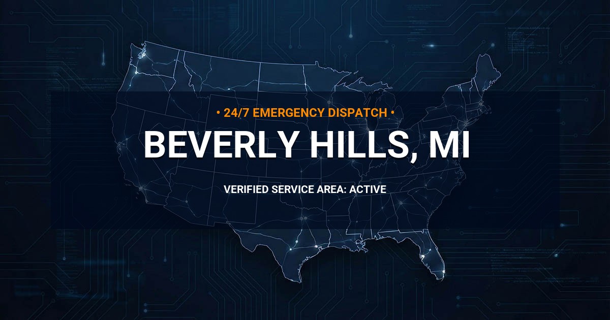 Emergency Plumbing Dispatch Map for Plumbing Services: Beverly Hills, MI
