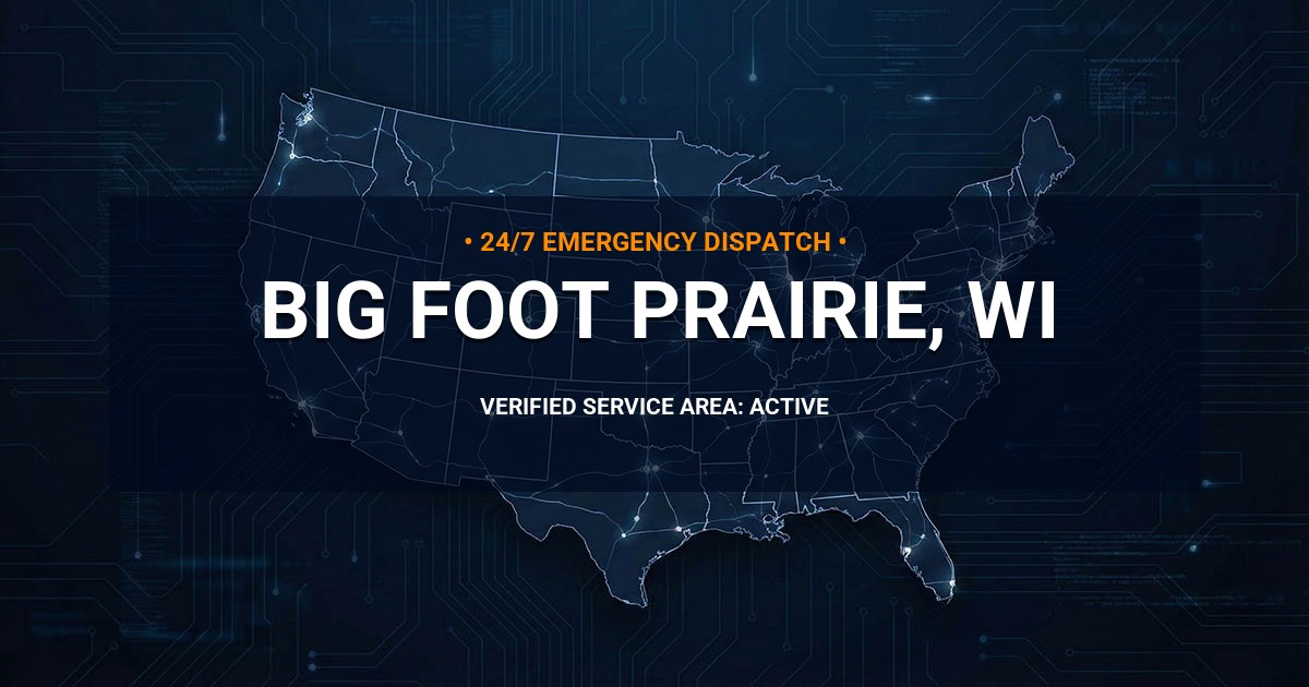 Emergency Plumbing Dispatch Map for Plumbing Services: Big Foot Prairie, WI