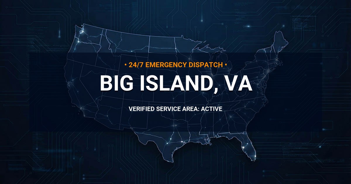 Emergency Plumbing Dispatch Map for Plumbing Services: Big Island, VA