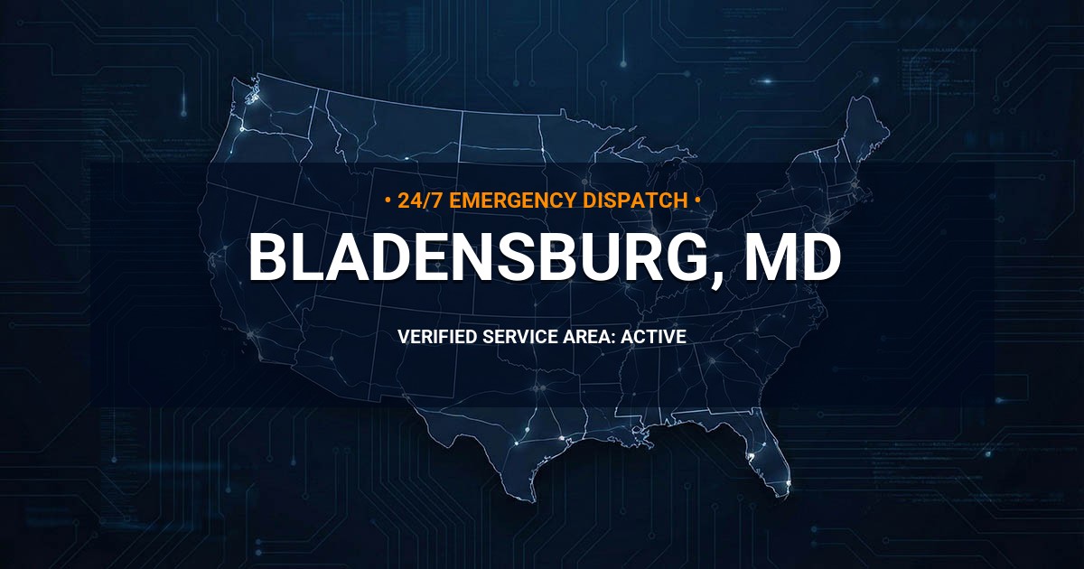 Emergency Plumbing Dispatch Map for Plumbing Services: Bladensburg, MD