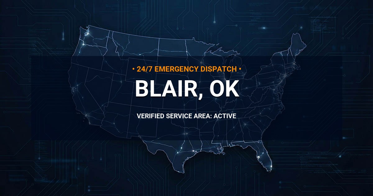 Emergency Plumbing Dispatch Map for Plumbing Services: Blair, OK