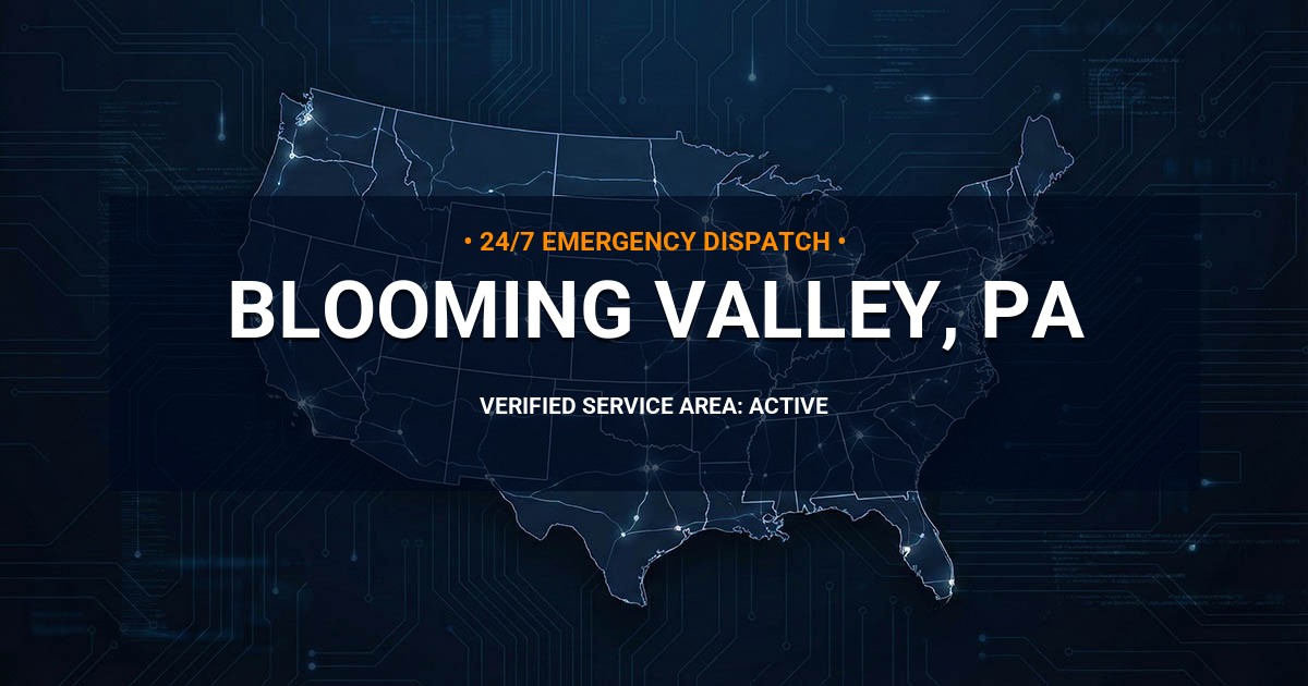 Emergency Plumbing Dispatch Map for Plumbing Services: Blooming Valley, PA